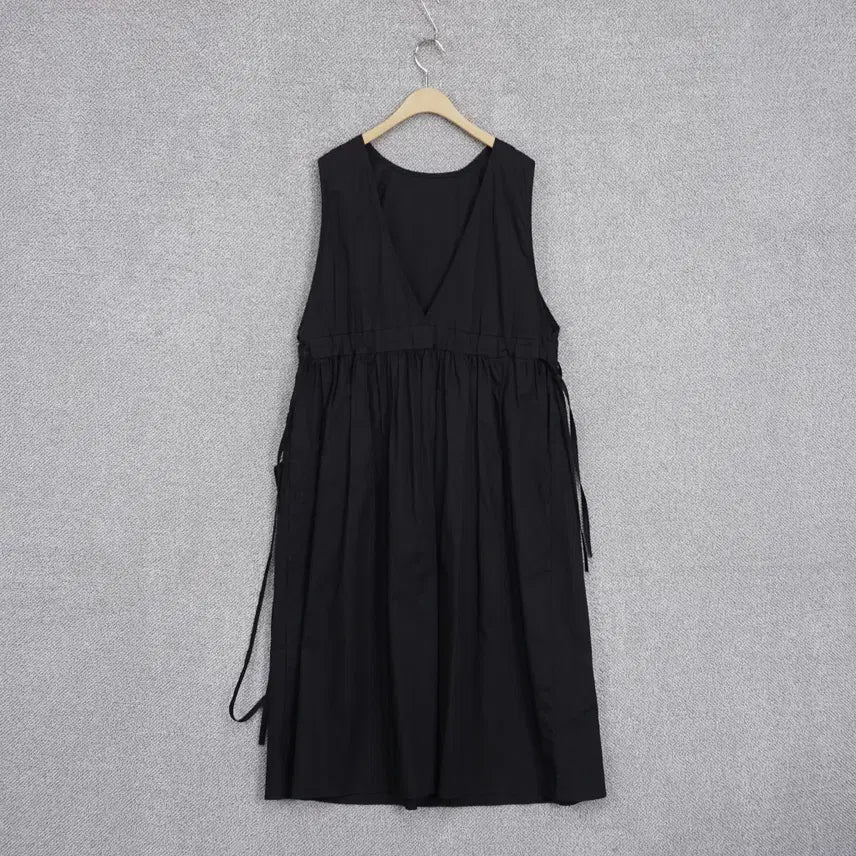 [SOLD OUT] 여성 캐주얼 얇은 면 브이넥 레이어드 원피스 free