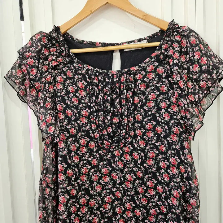 [BUNJANG] Fortune Cookies Floral Chiffon Dress / 플라워 쉬폰 원피스