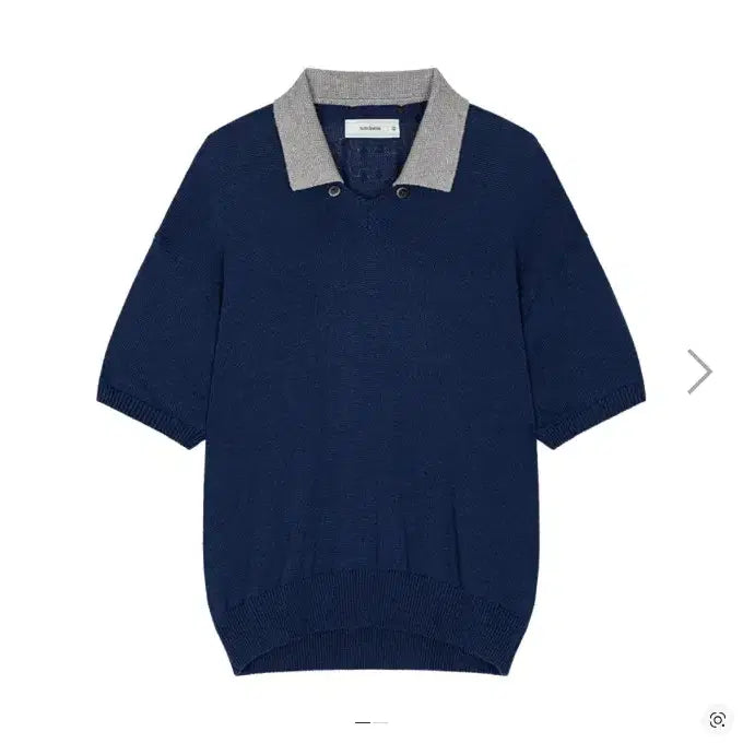 [SOLD OUT] 웨이비니스 토글드 페탈 카라 브이넥 하프 니트 블루 그레이 [2]