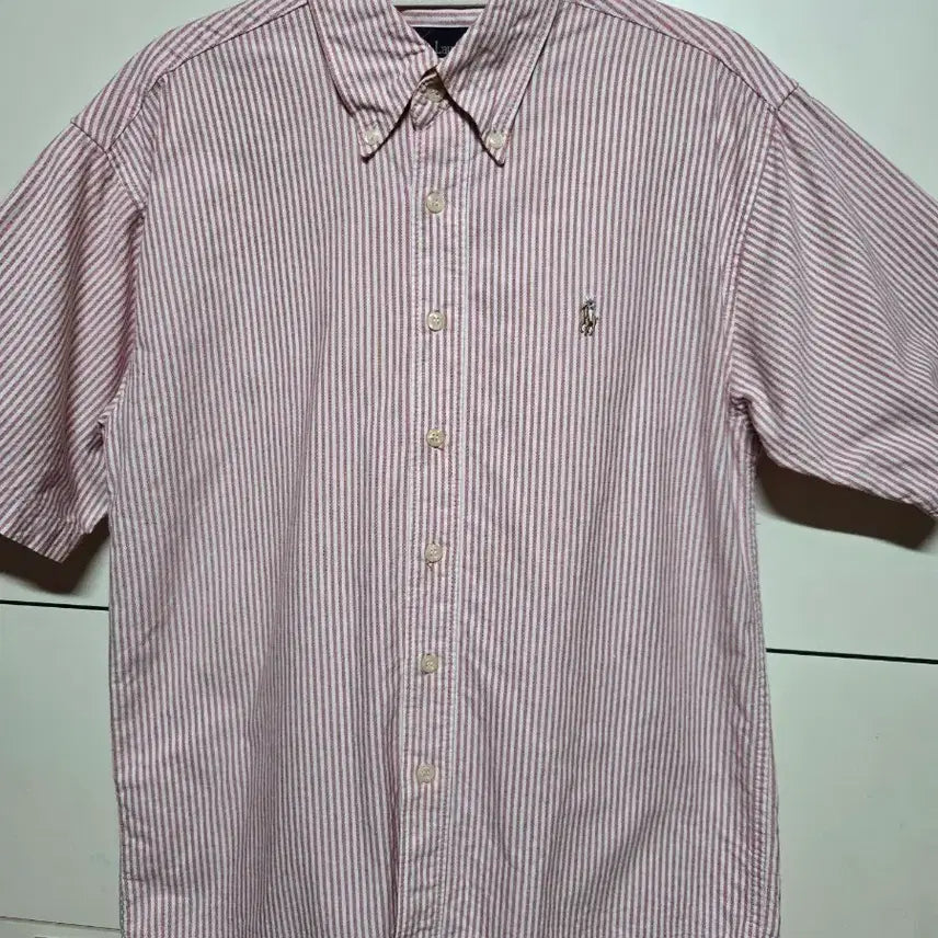 [BUNJANG] Polo Ralph Lauren Oxford Stripe Multi-Pony Short Sleeve Shirt / 폴로 랄프로렌 옥스포드 스트라이프 멀티포니 반팔 셔츠