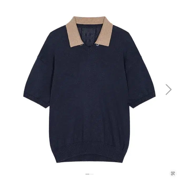 [SOLD OUT] 웨이비니스 토글드 페탈 카라 브이넥 하프 니트 네이비 베이지 [2]
