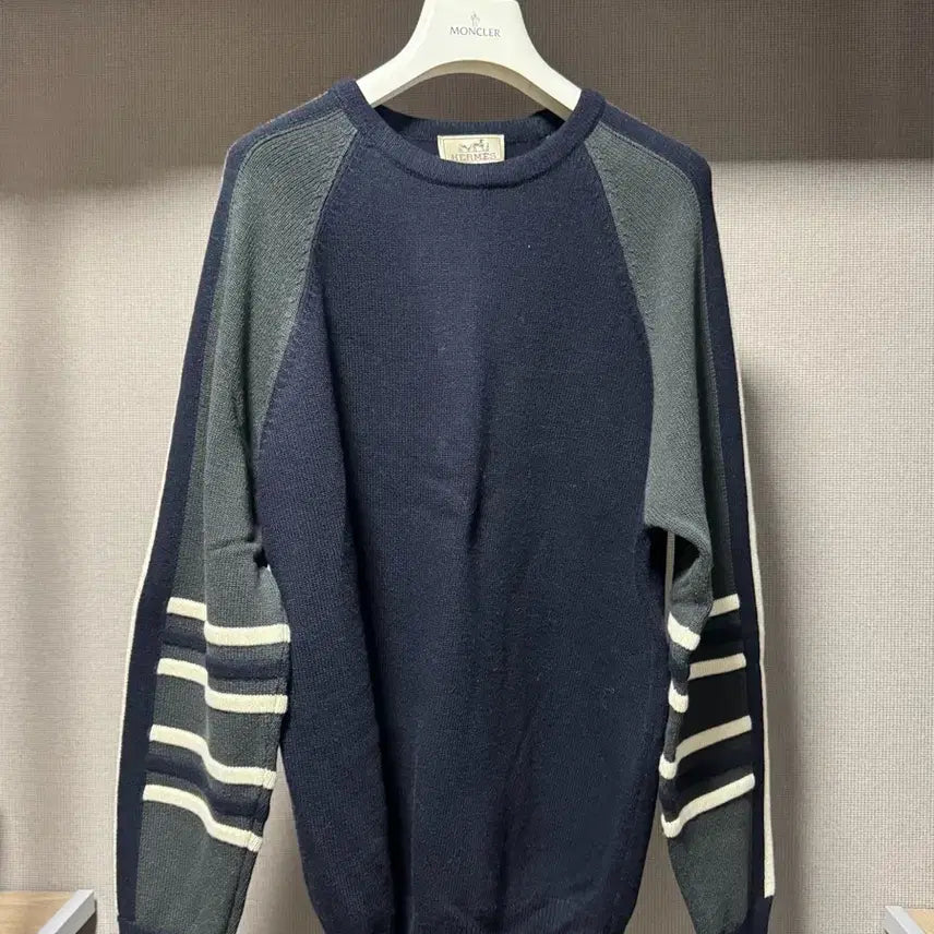[BUNJANG] Hermès Runway Cashmere Crewneck Knit Sweater / 에르메스 런웨이 캐시미어 크루넥 니트 네이비 그린 M