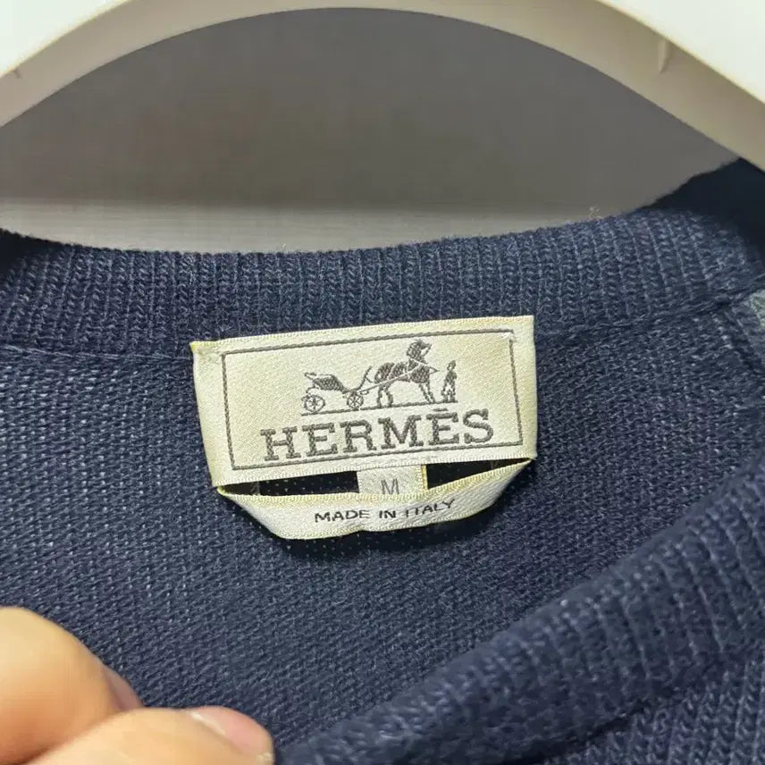 [BUNJANG] Hermès Runway Cashmere Crewneck Knit Sweater / 에르메스 런웨이 캐시미어 크루넥 니트 네이비 그린 M