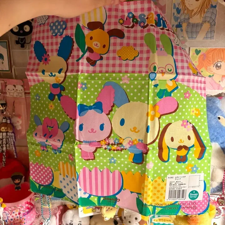 [BUNJANG] Sanrio Usahana Room Decor Fabric Handkerchief / 2006 산리오 고전 우사하나 방꾸 테이블 패브릭 손수건 원단