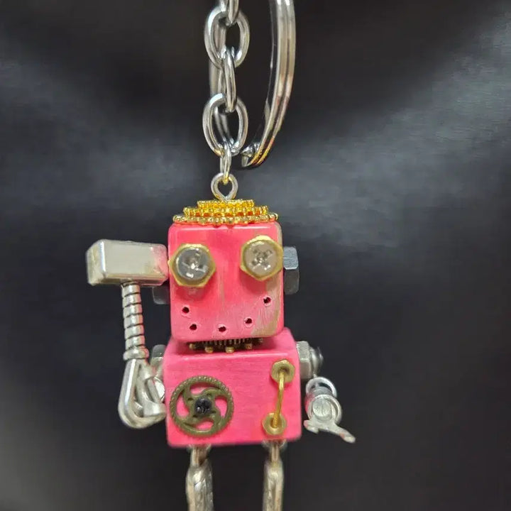 [BUNJANG] Handmade Pink Robot Keyring / 핑크 로봇 키링 핸드메이드 장식