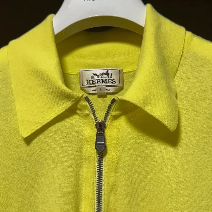 [BUNJANG] Hermes Cotton Half-Zip Short Sleeve Polo Shirt Yellow L / 에르메스 코튼 하프 집업 반팔 폴로 셔츠 옐로우 L