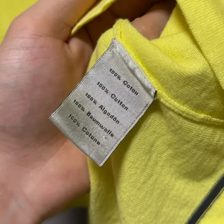 [BUNJANG] Hermes Cotton Half-Zip Short Sleeve Polo Shirt Yellow L / 에르메스 코튼 하프 집업 반팔 폴로 셔츠 옐로우 L