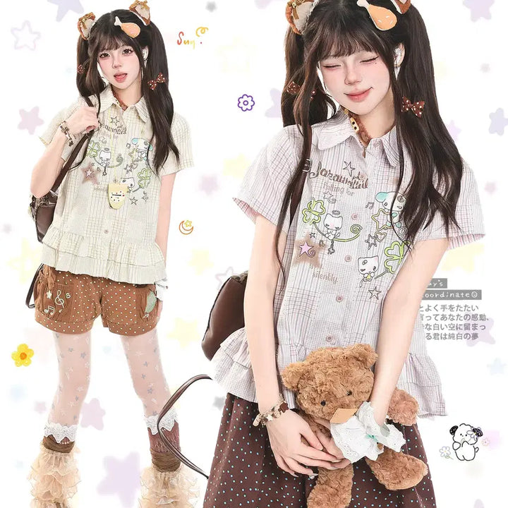[BUNJANG] MJMT Subculture Kitsch Big Collar Short-Sleeve Shirt / MJMT 서브컬쳐 키치 빅 카라 반팔 셔츠