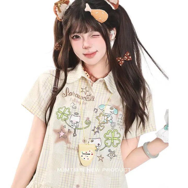 [BUNJANG] MJMT Subculture Kitsch Big Collar Short-Sleeve Shirt / MJMT 서브컬쳐 키치 빅 카라 반팔 셔츠