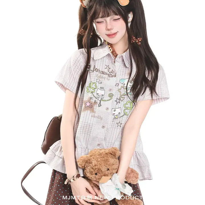 [BUNJANG] MJMT Subculture Kitsch Big Collar Short-Sleeve Shirt / MJMT 서브컬쳐 키치 빅 카라 반팔 셔츠