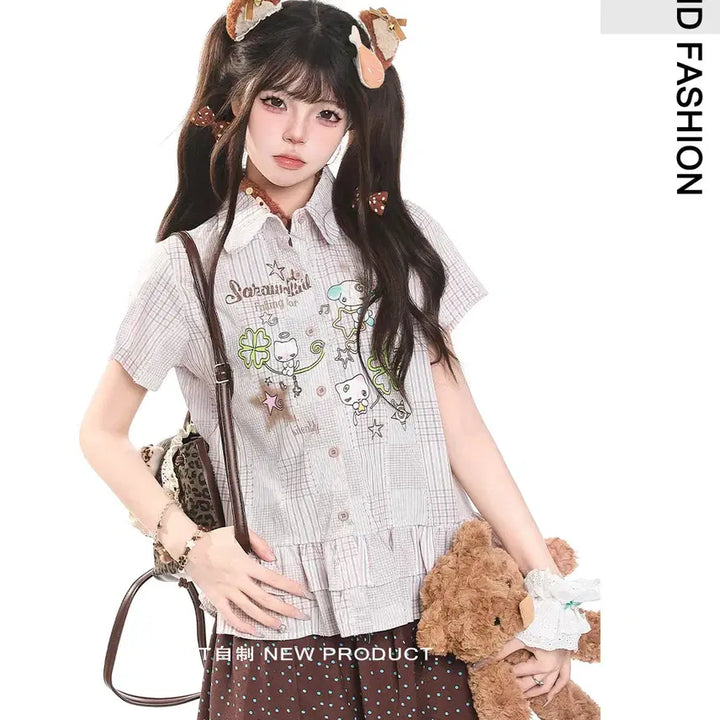 [BUNJANG] MJMT Subculture Kitsch Big Collar Short-Sleeve Shirt / MJMT 서브컬쳐 키치 빅 카라 반팔 셔츠