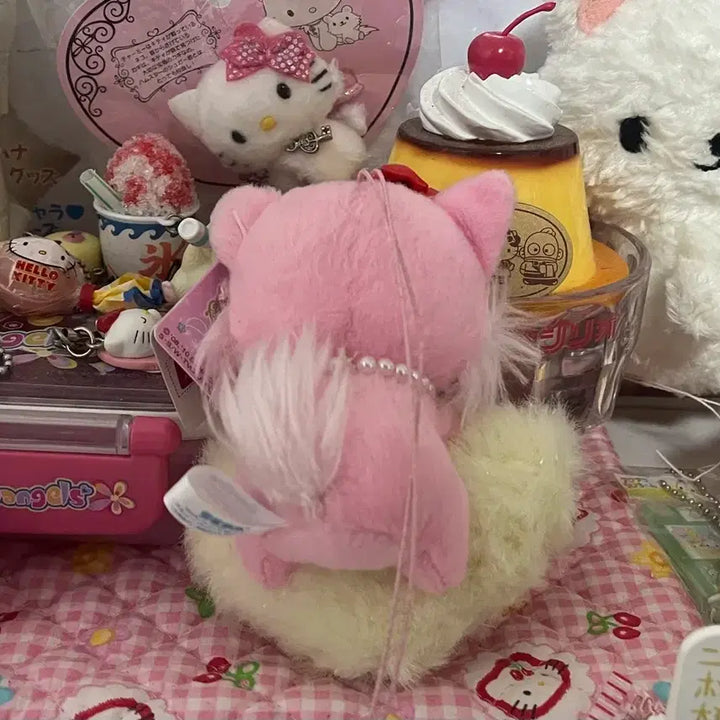 [BUNJANG] Sanrio Garnet Cat Heart Cubic Pom-Pom Keyring / 고전 쥬얼펫 하트 큐빅 보석 폼폼이 키링 스트랩 산리오 가넷 고양이