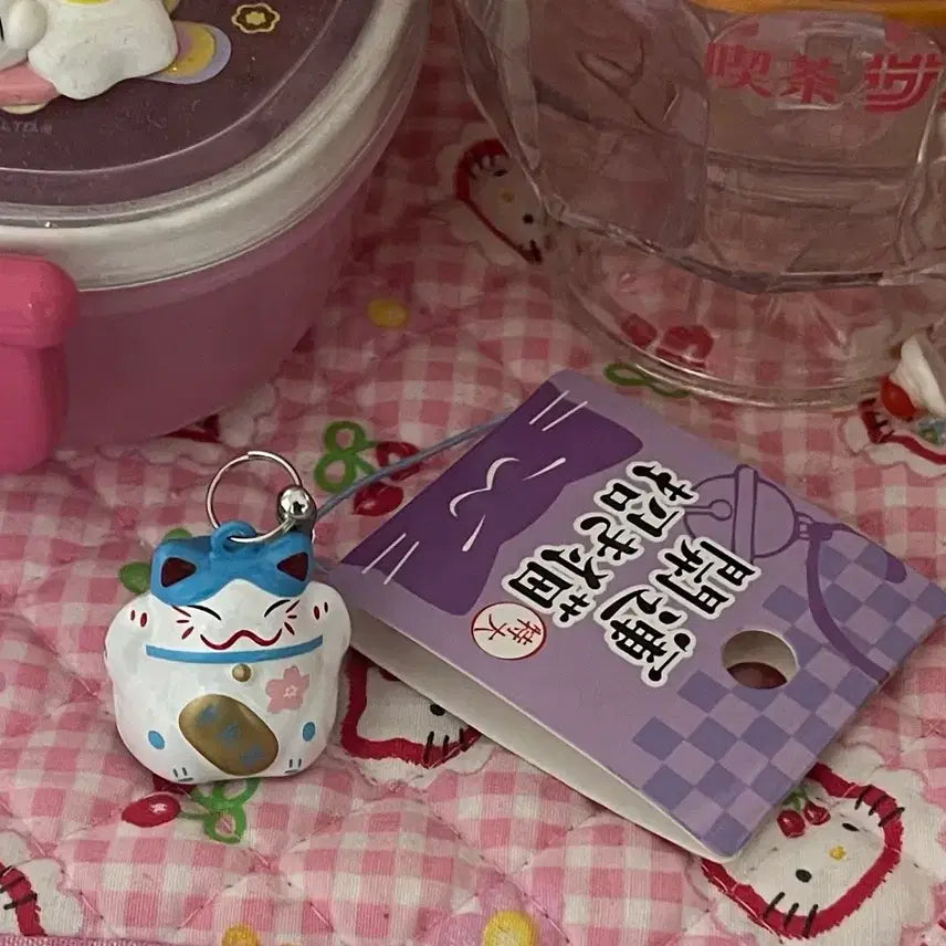 [BUNJANG] Maneki Neko Japanese Lucky Cat Bell Strap Keyring / 마네키네코 일본 고양이 방울 스트랩 키링 화이트 블루 고양이 갸루 부적