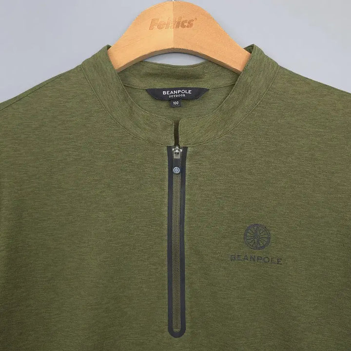 [BUNJANG] Beanpole Outdoor Half Zip-Up T-Shirt / 빈폴 BEANPOLE 아웃도어 집업 하프 티셔츠 카키 100