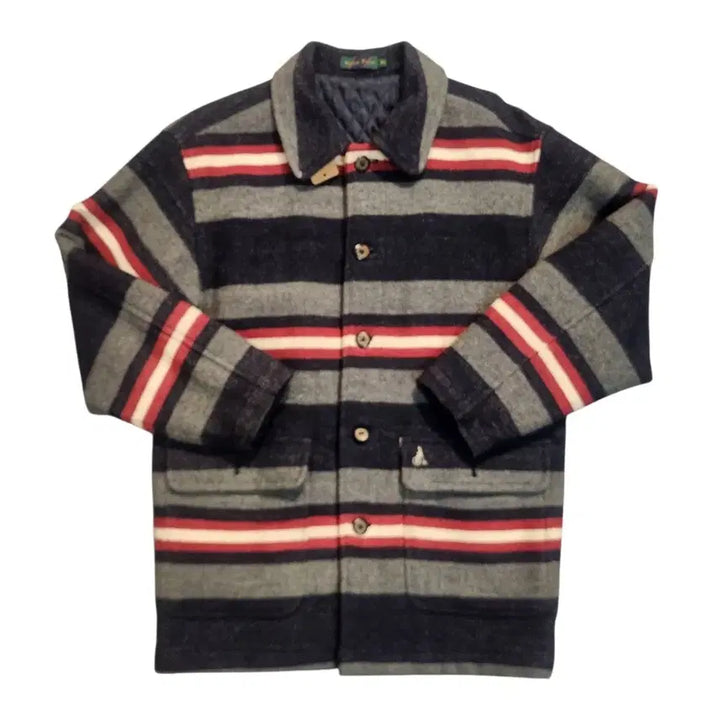 [BUNJANG] Beanpole Vintage Striped Pattern Coat / 빈폴 빈티지 스트라이프 패턴 코트