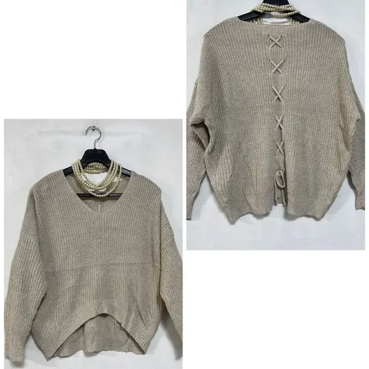 [BUNJANG] N6232 Knitted Crop Top / 특가새)N6232 뒷끈 니트.세미 크롭