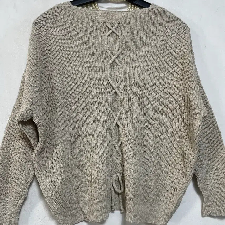 [BUNJANG] N6232 Knitted Crop Top / 특가새)N6232 뒷끈 니트.세미 크롭