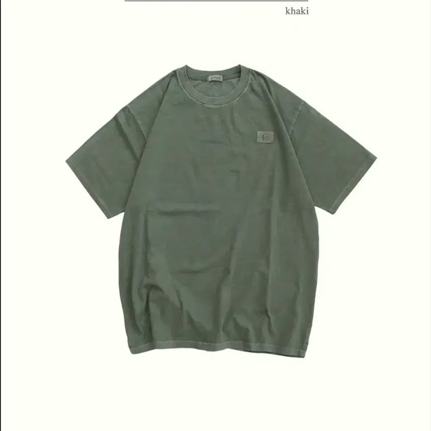 [BUNJANG] Newchiefseek DP Pigment Half T-shirt - Khaki / 뉴치프시크 디피 피그먼트 하프티 카키