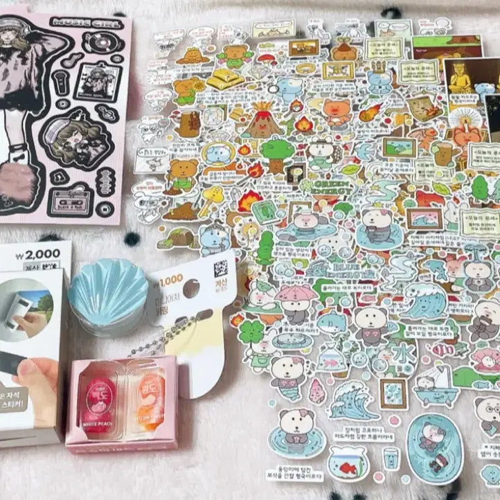 [BUNJANG] DAISO Keyring and Sticker Bundle Set / 다이소 키링+스티커 등