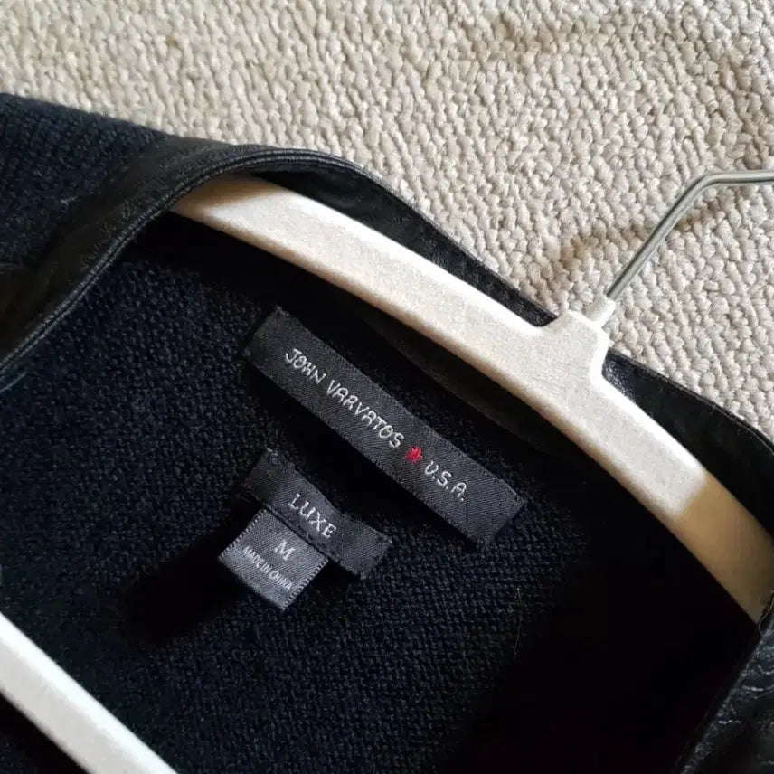 [BUNJANG] John Varvatos Leather Jacket Cardigan / 존 바바토스 사선 집업 가죽 자켓 가디건 100