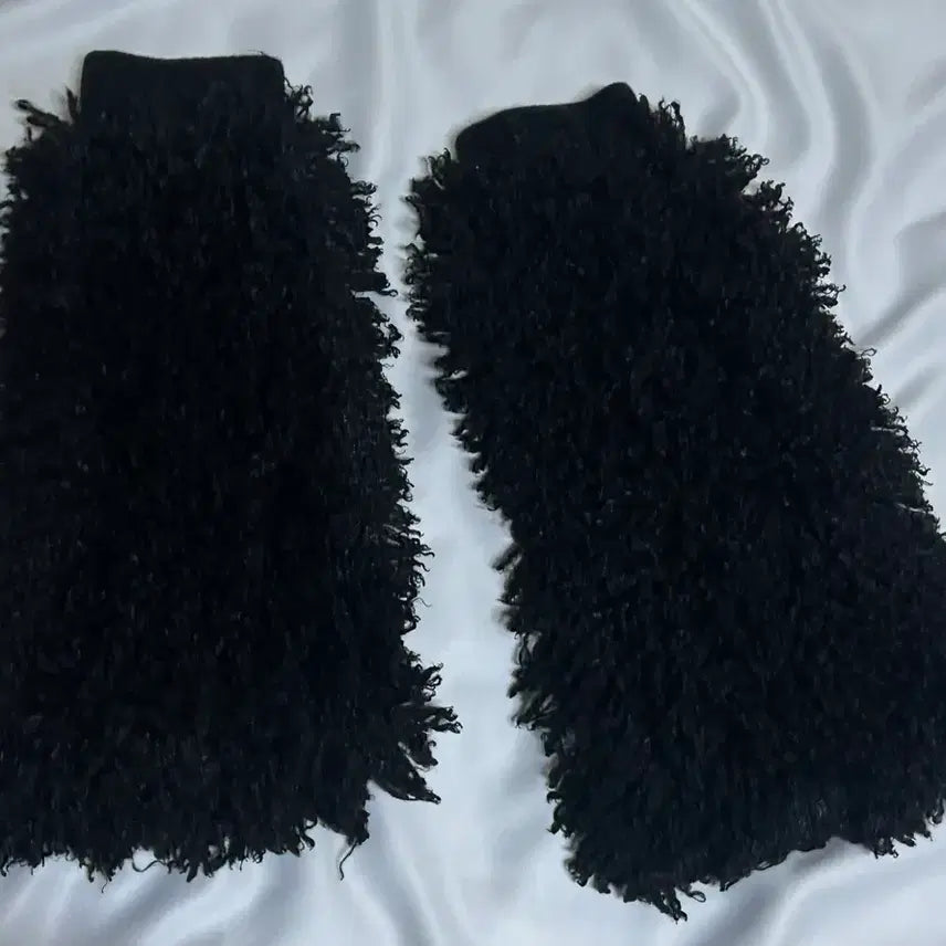[BUNJANG] Black Boucle Leg Warmers / 블랙 뽀글이 레그워모