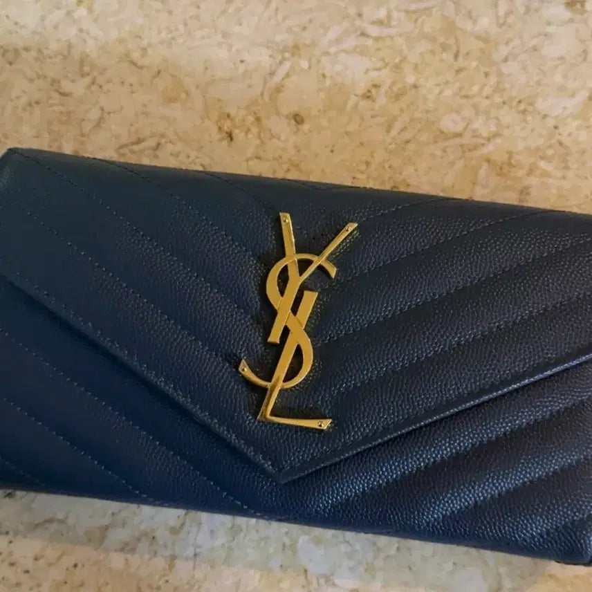 [BUNJANG] Saint Laurent Monogram Envelope Long Wallet Charcoal / 생로랑 모노그램 엔벨로프 장지갑 차콜