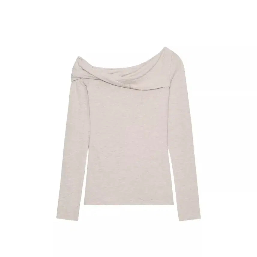 [BUNJANG] ZARA Asymmetrical Neckline Top Gray Beige / 새상품) 자라 비대칭 네크라인 탑 그레이베이지