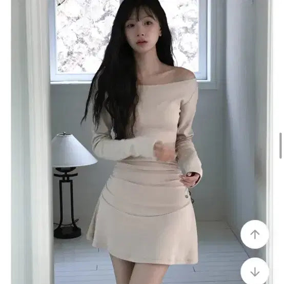 [BUNJANG] Jeanne Sorbet Boat Neck Shirring Mini Dress / (새상품)잔느 소르베 보트넥 셔링 미니 원피스