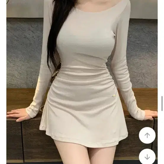 [BUNJANG] Jeanne Sorbet Boat Neck Shirring Mini Dress / (새상품)잔느 소르베 보트넥 셔링 미니 원피스