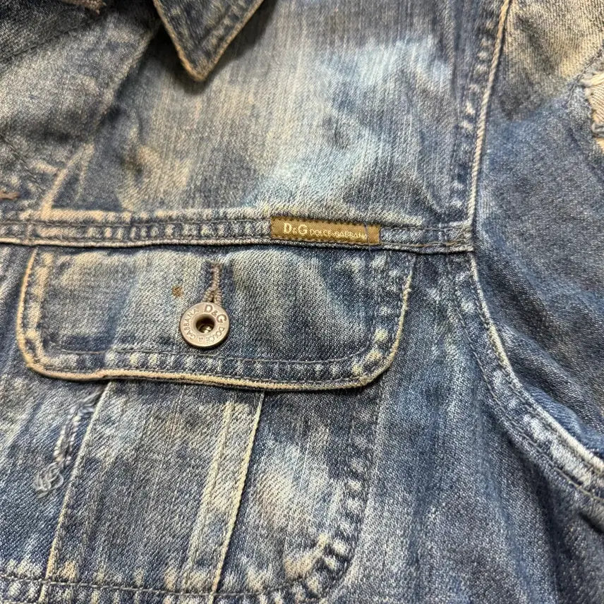 [BUNJANG] Dolce &amp; Gabbana Patchwork Vintage Denim Trucker Jacket / 돌체앤가바나 패치워크 빈티지 데님 트러커 자켓