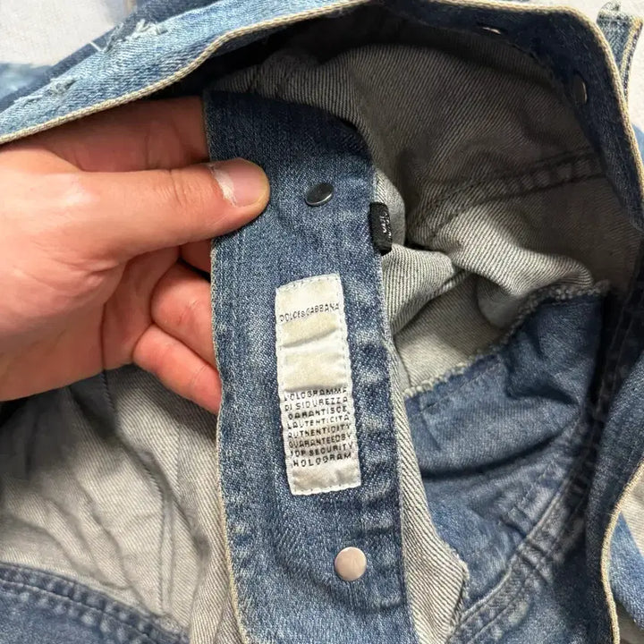 [BUNJANG] Dolce &amp; Gabbana Patchwork Vintage Denim Trucker Jacket / 돌체앤가바나 패치워크 빈티지 데님 트러커 자켓