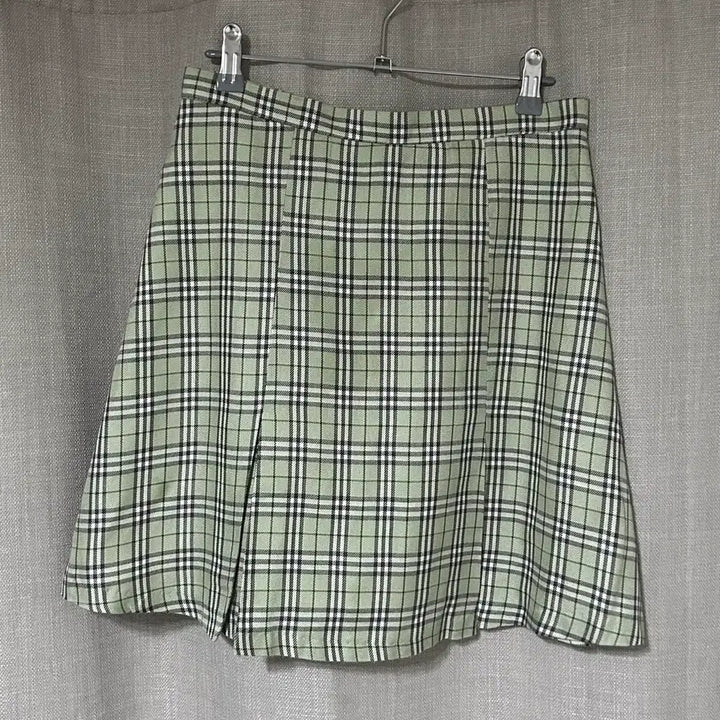 [BUNJANG] Check Pleated Skirt Green / 체크 플리츠 스커트 그린