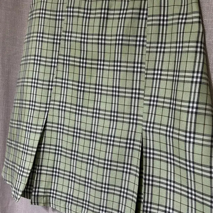 [BUNJANG] Check Pleated Skirt Green / 체크 플리츠 스커트 그린