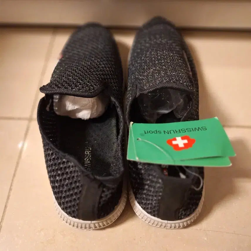 [BUNJANG] Swiss Mobility Black Mesh Slip-on Sneakers / 
