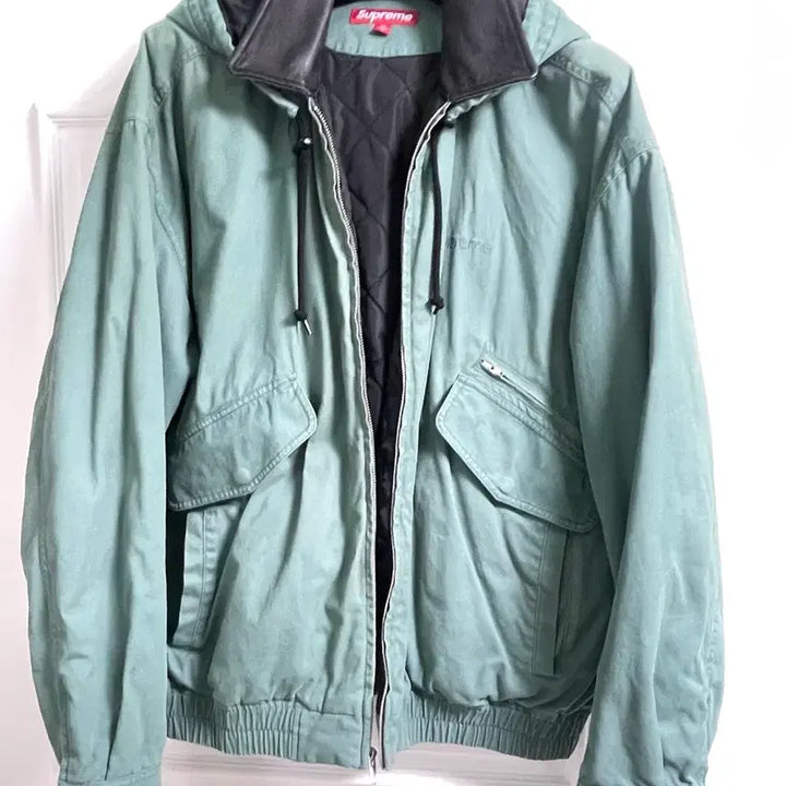 [BUNJANG] Supreme Leather Collar Utility Jacket - Green / [XL] 23FW 슈프림 레더 칼라 유틸리티 자켓 그린
