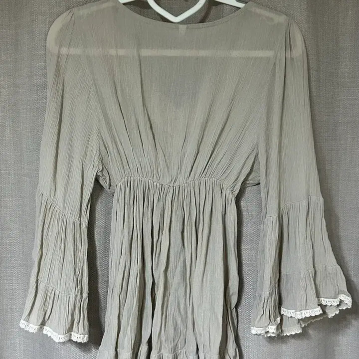 [BUNJANG] Bohemian Lace V-Neck Blouse / 레이스 보헤미안 히피 브이넥 빈티지 블라우스 7부