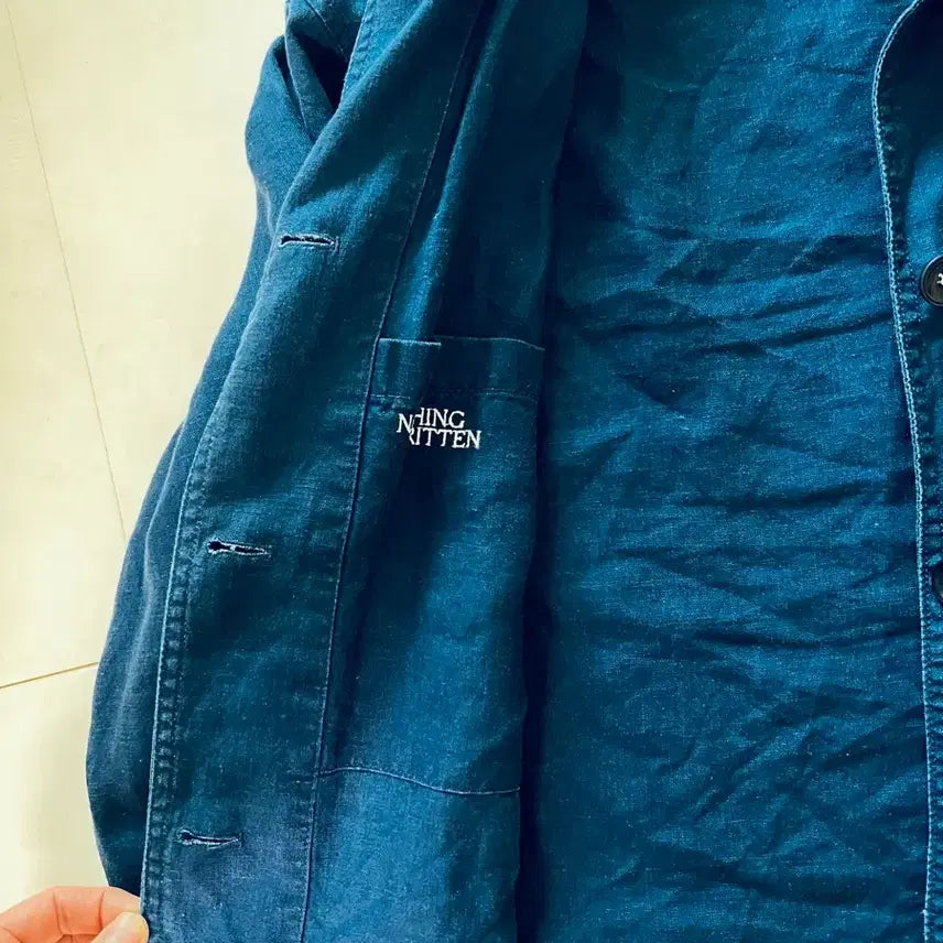 [BUNJANG] Nothing Written 2025 Plain Navy Linen Jacket / 낫띵리튼 2025 플레인 네이비 린넨 자켓