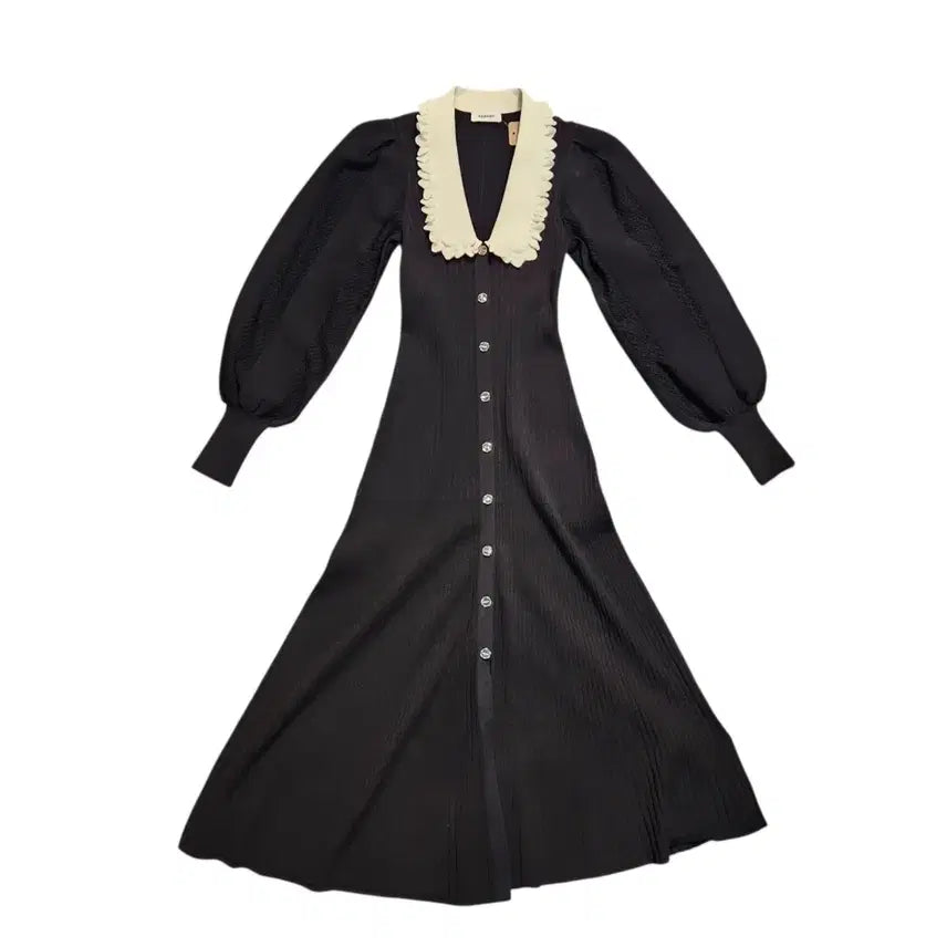 [BUNJANG] Sandro Lace Collar Black Long Dress / 산드로 레이스 카라 블랙 롱 원피스 새상품급