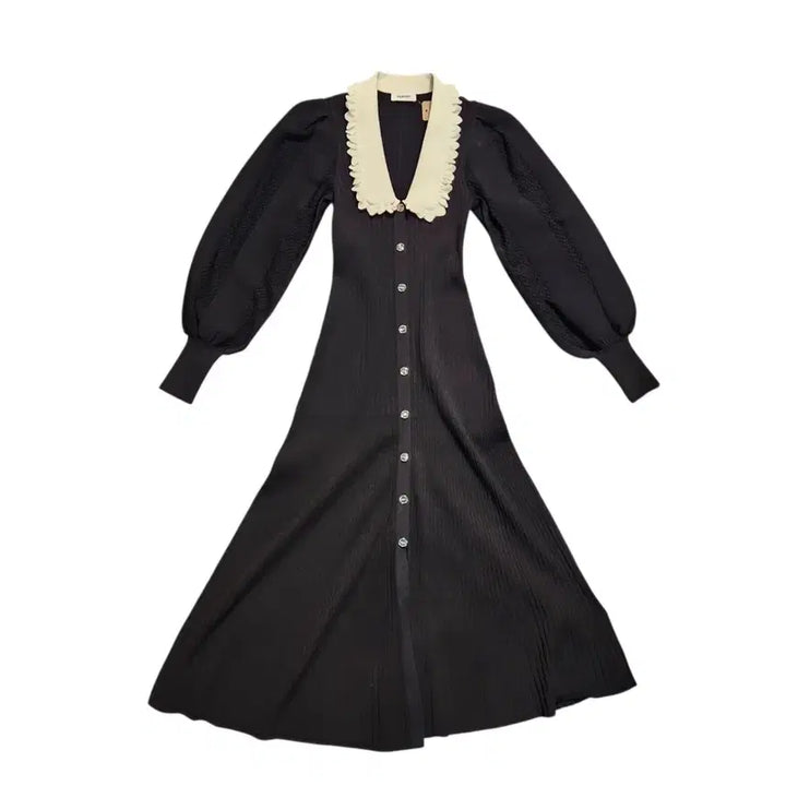[BUNJANG] Sandro Lace Collar Black Long Dress / 산드로 레이스 카라 블랙 롱 원피스 새상품급