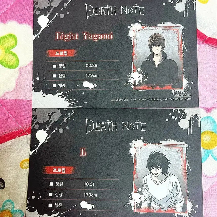 [BUNJANG] Death Note L &amp; Light Profile Card Bundle / 데스노트 팝업 데스노트 엘 라이토 프로필카드일괄