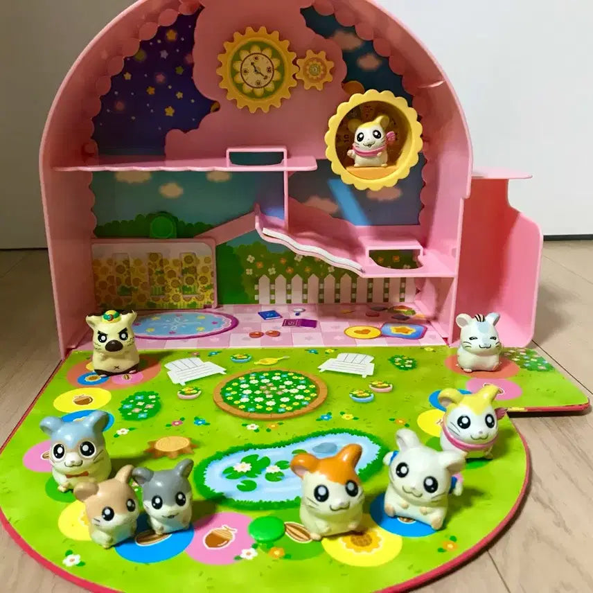 [BUNJANG] Hamutaro Carrier House Set with 9 Figures / (미사용 새상품) 햄토리 캐리어 하우스+피규어 9개
