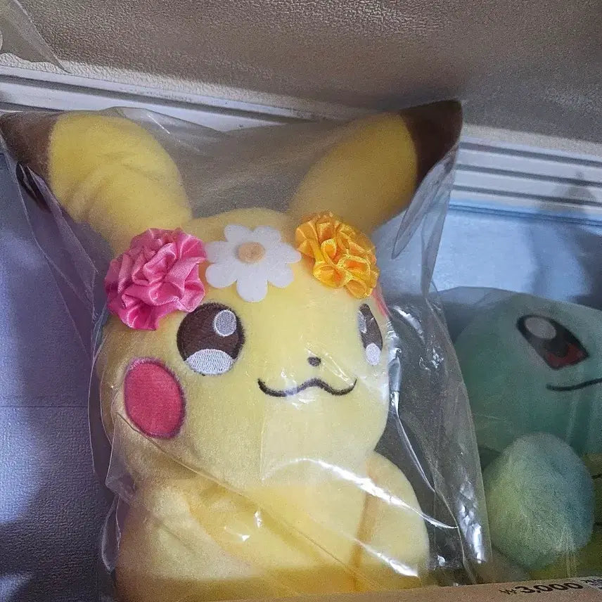 [BUNJANG] Pokemon Pikachu Flower Headband Plush Doll / 포켓몬스터 피카츄 꽃 머리띠 인형