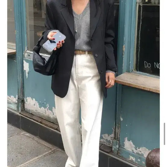[BUNJANG] LeMore White Denim Straight Jeans / 르모어 화이트데님 L (허리수선)
