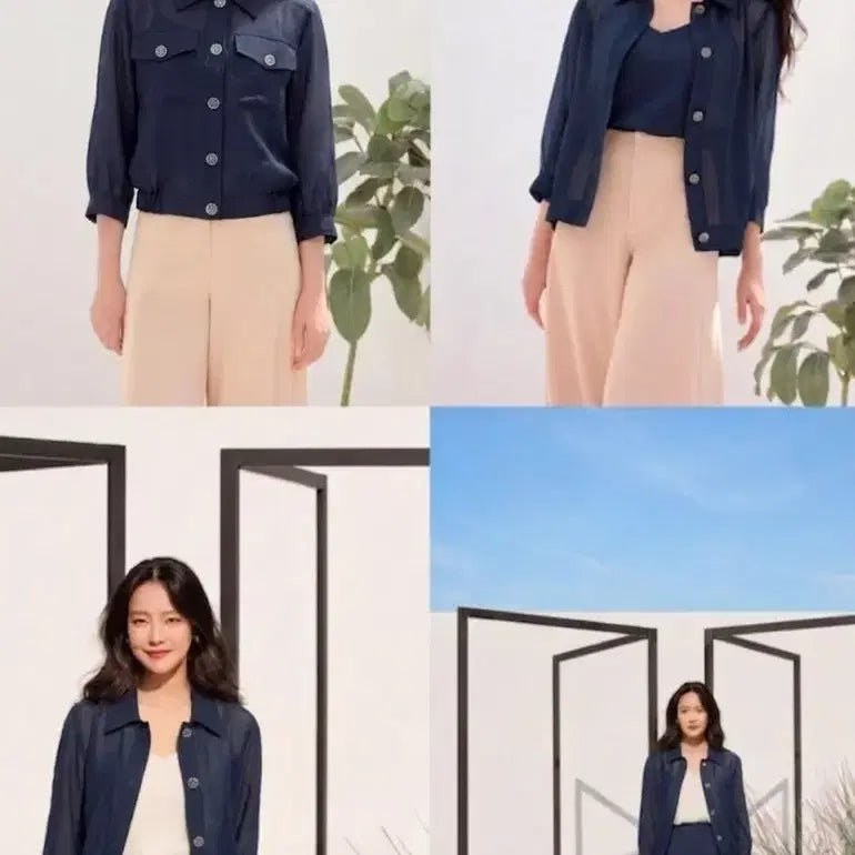 [BUNJANG] Georges Rech Sheer Jacket Blouse 55~66 / 새상품) 네이비 오간자 시스루 셔츠 블라우스 남방 자켓 점퍼 66~77