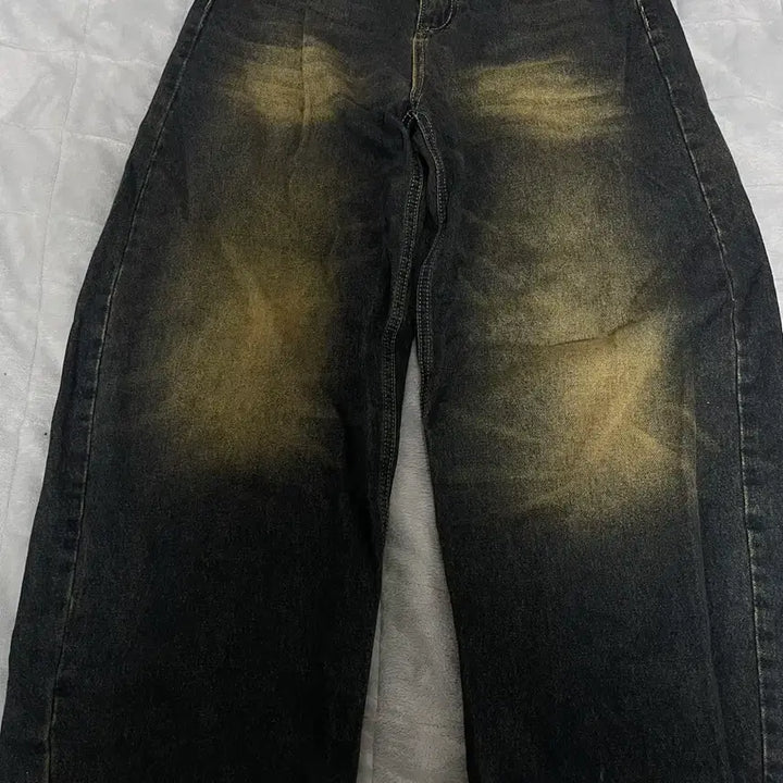 [BUNJANG] UnderOff Semi Balloon Cat Washing Denim Pants Indigo S Size / 언더오프 세미벌룬 캣워싱 데님 팬츠 인디고 s사이즈