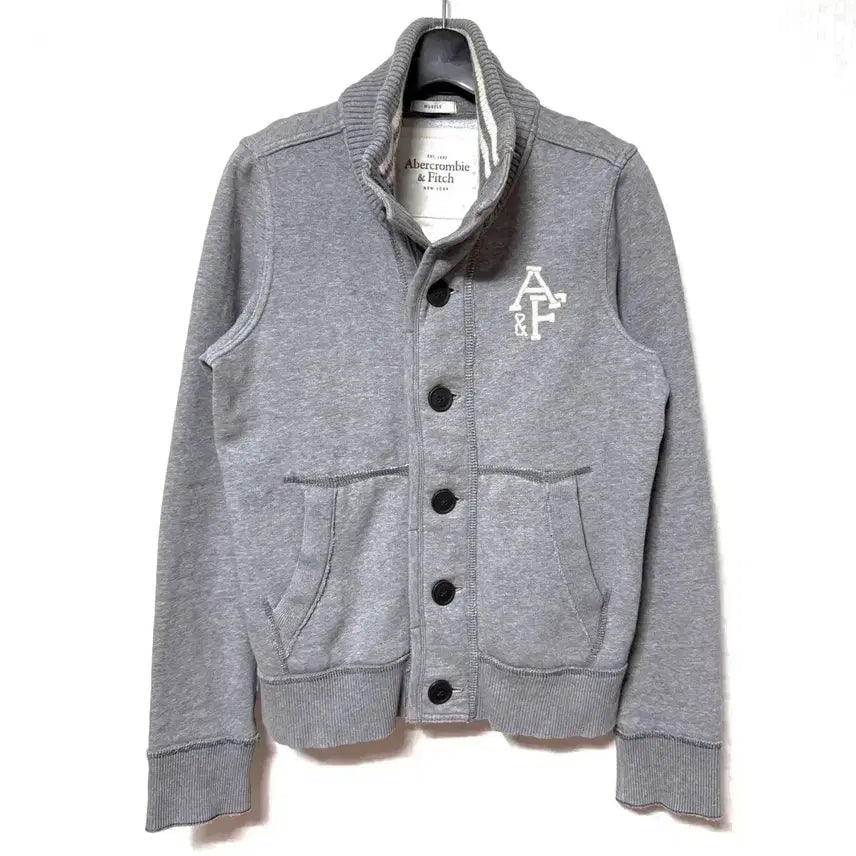 [BUNJANG] Abercrombie High Neck Button-Up Jacket Gray / [S,90]아베크롬비 하이넥 버튼업 자켓 그레이