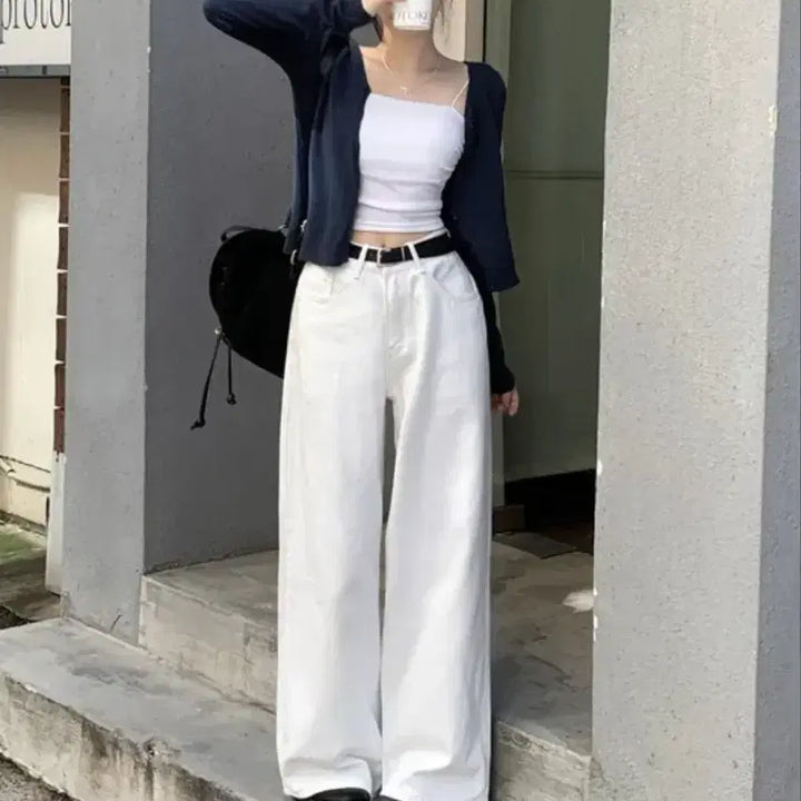 [BUNJANG] Zigzag Jasminebell Wide Cotton Pants / 지그재그 자스민벨 비조 와이드 코튼 팬츠 화이트