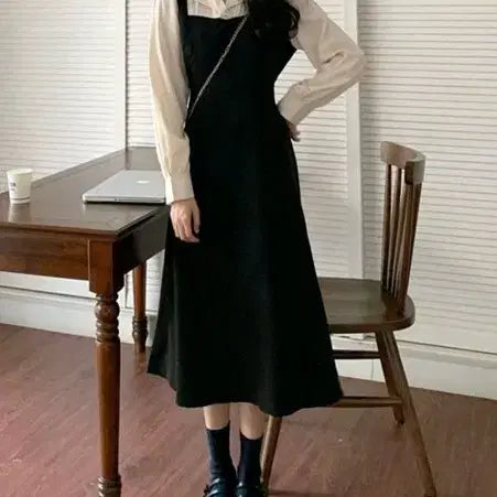 [BUNJANG] Black Bustier Long Dress / 블랙 뷔스티에 롱 원피스