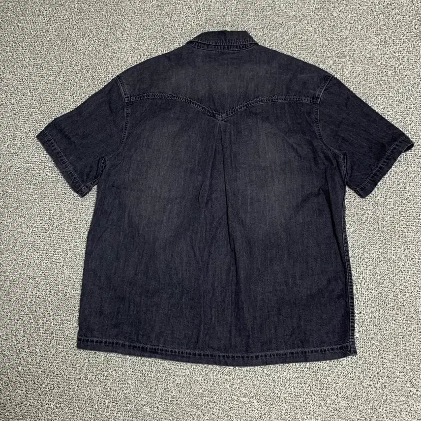[BUNJANG] Uniform Bridge Black Denim Short Sleeve Shirt / 유니폼브릿지 블랙 데님 반팔 셔츠