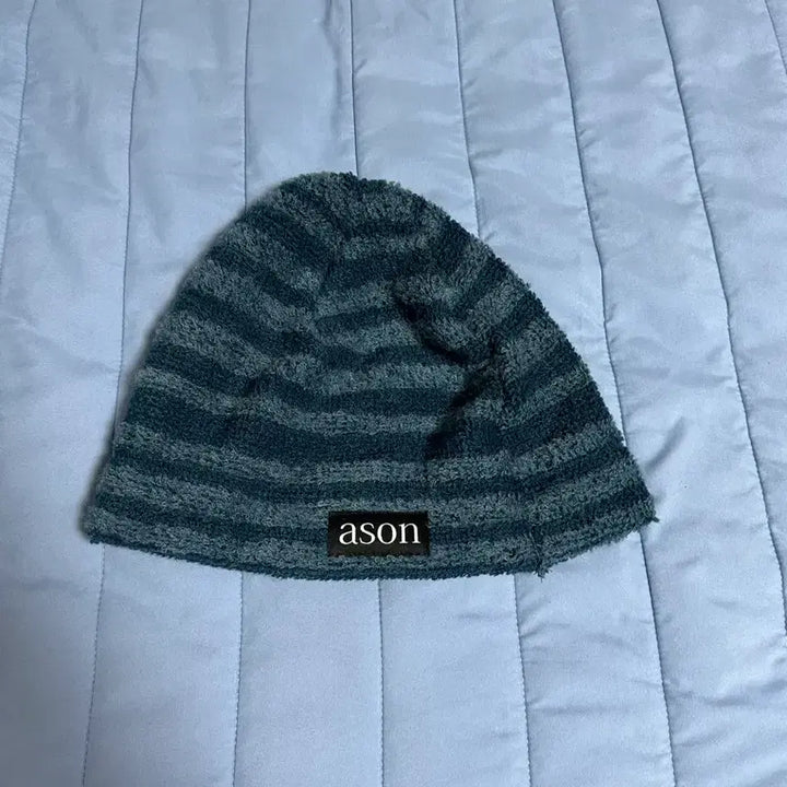[BUNJANG] As On Stripe Beanie Blue / 애즈온 스트라이프 비니 블루 (미착용 상품)